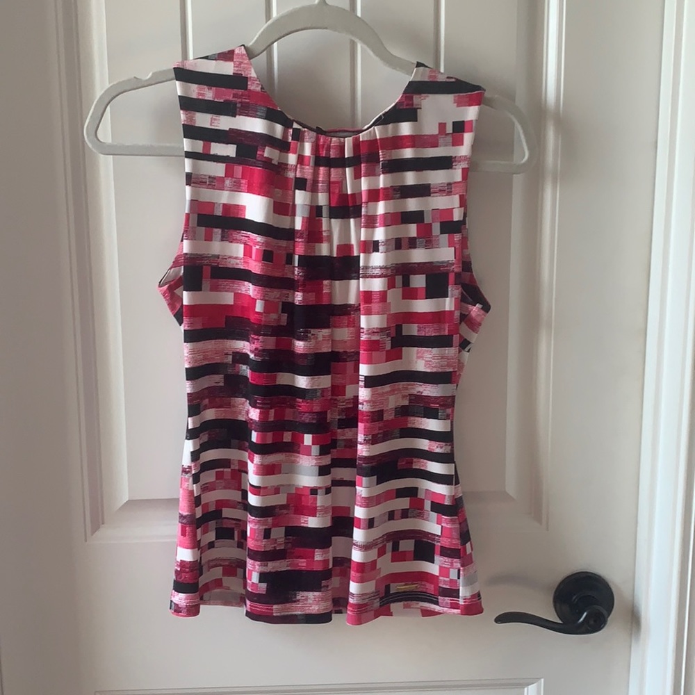 Calvin Klein pink blk sleeveless shell